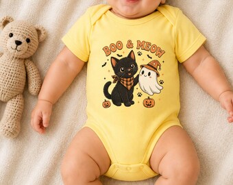 Halloween Baby Bodysuit, Black Cat & Ghost Baby Outfit, Cute Spooky Baby Gift