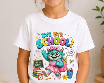 Teacher Last Day Youth Shirt, Funny Monster Bye Bye School Summer Tee