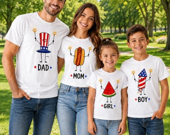 USA 250th Anniversary Family Shirts, Watermelon Hotdog Firework 4th July Tee