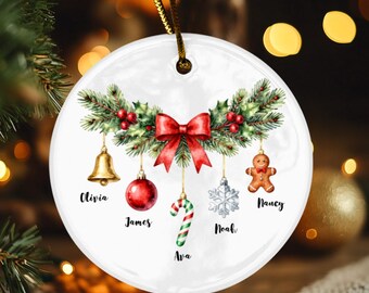 Personalized Ceramic Christmas Ornament, Family Name Holiday Tree Decor