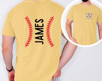 Custom Baseball Heart Shirt, Personalized Name Number Tee