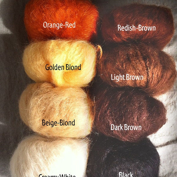 Brushable Mohair for Waldorf Doll Hair, Natural Cloth Doll, Natural Crafting (50gr/1.76oz)