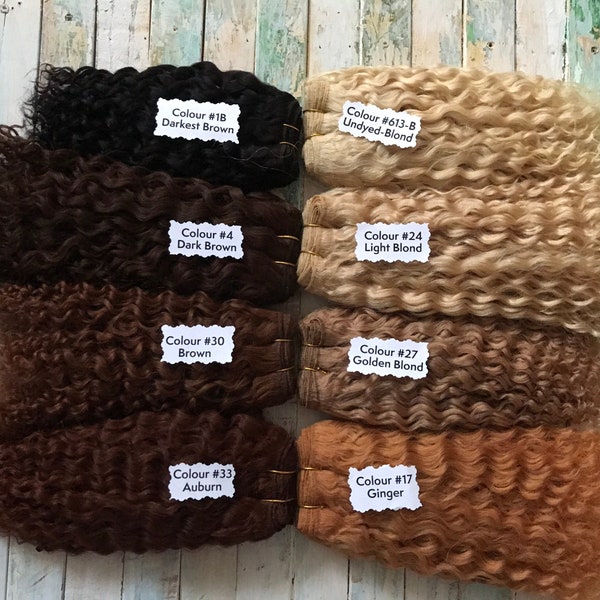 Curly Natural Camel Weft -  Waldorf doll hair -- Soft natural Camel Fibre