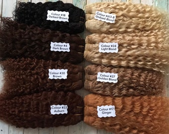 Curly Natural Camel Weft -  Waldorf doll hair -- Soft natural Camel Fibre