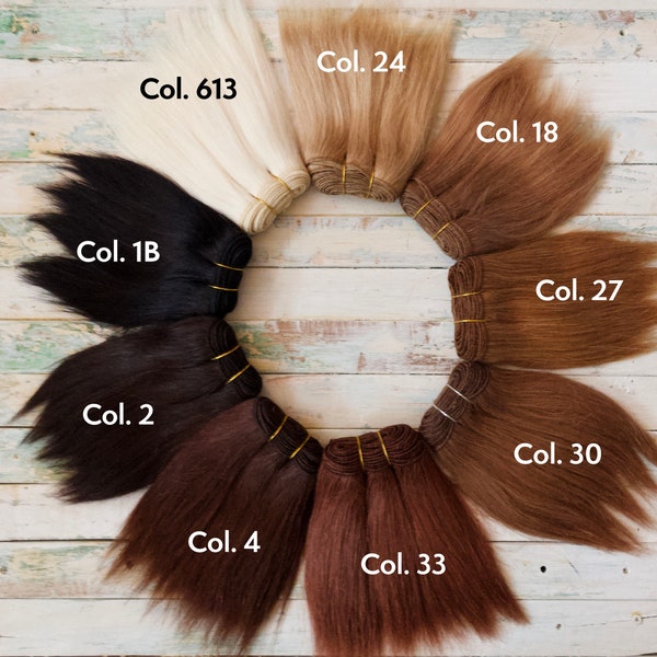 Straight Natural Mohair Weft -  Waldorf doll hair -- Coarse natural mohair