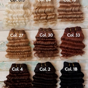 Deep wave Natural Mohair Weft -  Waldorf doll hair -- Coarse natural mohair