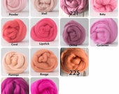 PINKS - Extrafine Merino Wool Roving (Top), 18-19 Micron, 50 gr. (1.76 oz). For Wet Felting, Nuno Felting, Needle Felting, Spinning, etc.