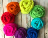 Neon / Super Bright colour wheel  - Extrafine Merino Wool Roving (Top), 18-19 Micron, 400 gr. (14.11 oz).