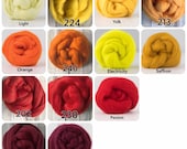 YELLOWS/REDS-Extrafine Merino Wool Roving (Top), 18-19 Micron, 50 gr. (1.76 oz). , Wet Felting, Nuno Felting, Needle Felting, Spinning, etc.