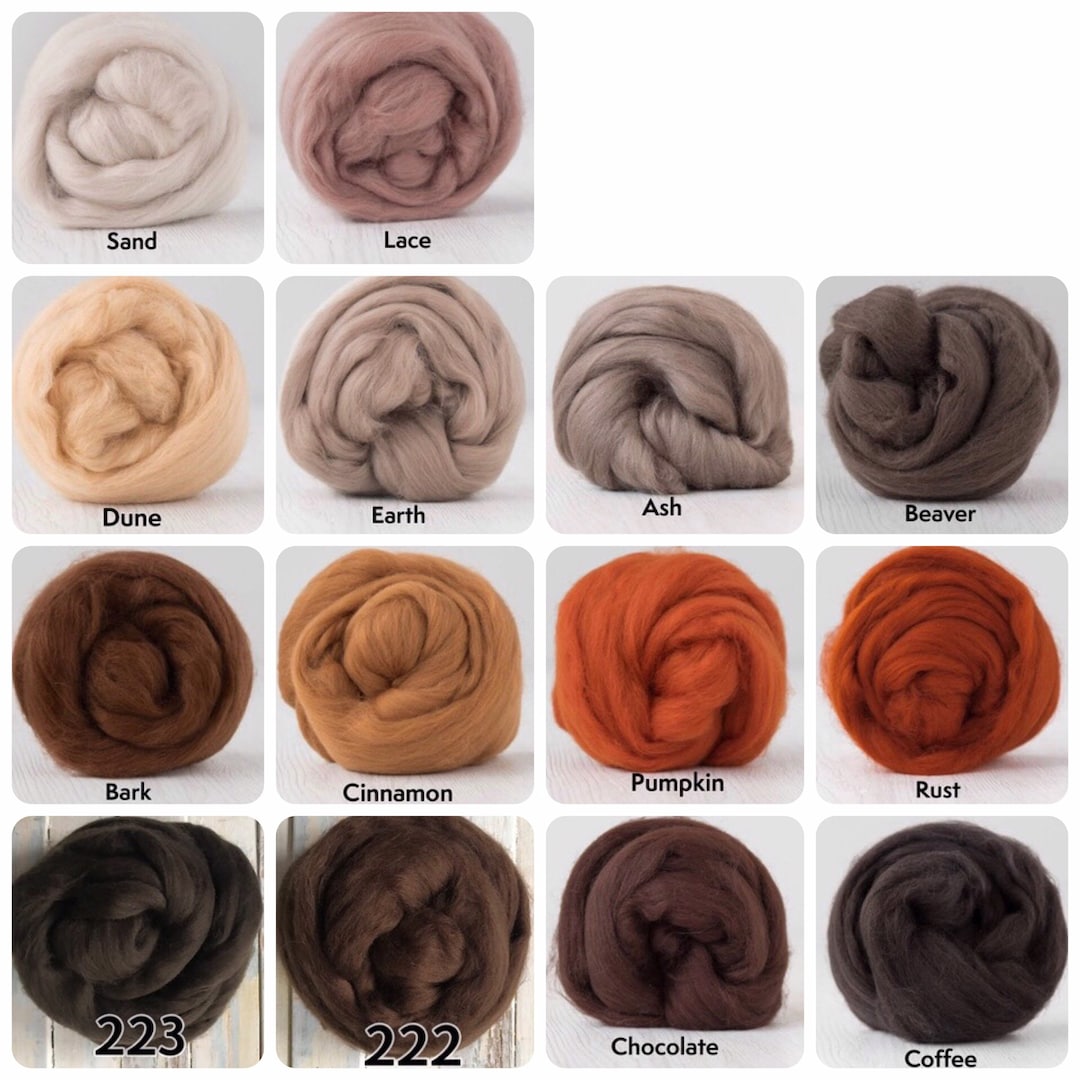 BROWNS Extrafine Merino Wool Roving top, 1819 Micron, 50 Gr. 1.76 Oz. for Wet Felting, Nuno
