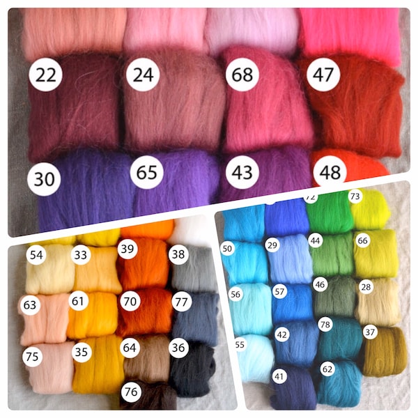 50 gr of 24 -26 Micron Roving - Premium Felting Wool - great for felting with children