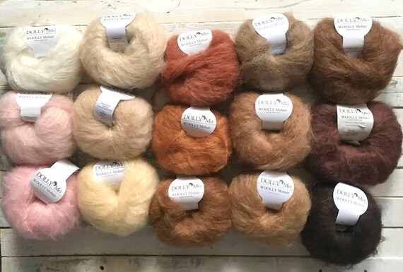 Dollymo Wooly Mohair, Brushable Mohair, Natural Cloth Doll