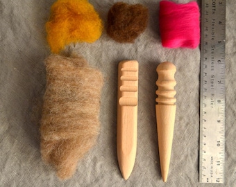 Felting tools - wooden felting tool for small areas, set of 2