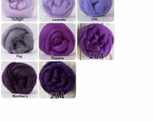 LILACS/PURPLES - Extrafine Merino Wool Roving (Top), 18-19 Micron, 50 gr. (1.76 oz).For Wet Felting, Nuno Felting, Needle Felting, Spinning.