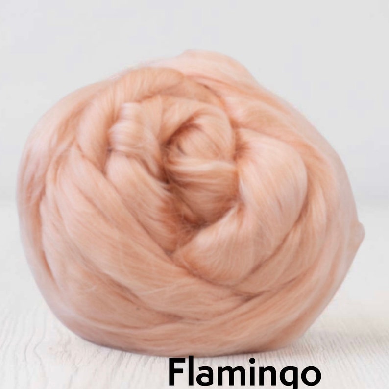 Viscose Roving 100 grams 3.5oz 49 colours available Flamingo