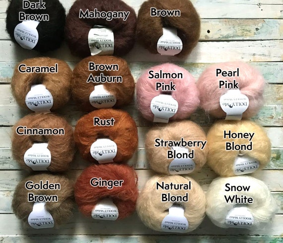 Dollymo Wooly Mohair, Brushable Mohair, Natural Cloth Doll