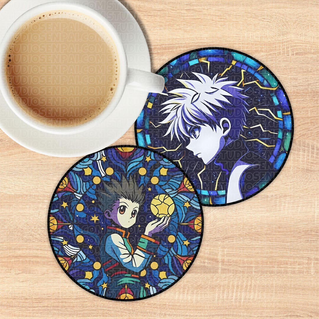 Hunter Heros - Anime Drink Coasters - Stained Glass Coaster Set ...