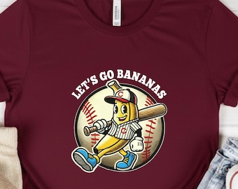 Lets Go Savannah Bananen T-Shirt, Cooles Humor Baseball Saison Tshirt, Lustiges Baseball Bananen Grafik T-Shirt, Passendes Bananen T-Shirt