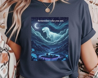 Camiseta de pollo T-Rex / Camiseta "Recuerda quién eres" / Regalo divertido de ciencia / Camiseta con humor paleontológico / Camiseta con gráfico de evolución / Camiseta con dinosaurio peculiar