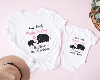 Our First Mother's Day Shirt, First Mothers Day Gift, Elephant Mommy And Me Shirt, Matching Mommy And Me Shirts, Custom Mothers Day Shirt