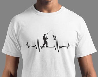 Funny Fish Heartbeat T-Shirt, Fisherman Angler Gift