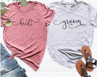 Camisa de novio, camisas de novio y novia a juego, camisa de boda, camisa de boda nupcial, camisa de recién casados, camiseta de novio y novia