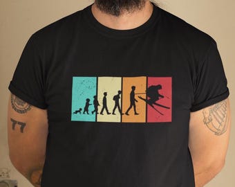 Evolution of Skiing T-Shirt, Funny Sports Tee