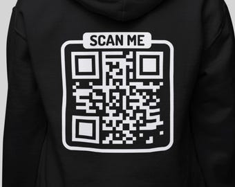 Personalized Hoodie QR code Hoodie, Custom QR code, Marry me, Date me, Custom Text Qr Code Hoodie, Customizable QR Code and Text Hoodie Gift