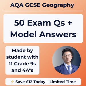 Paquete de exámenes GCSE de Geografía de 9.º grado de AQA: Casos prácticos, preguntas de examen y respuestas modelo