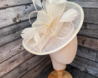 Ivory Cream Fascinator Hat: Wedding, Races, Royal Ascot, Large, Kentucky, Derby