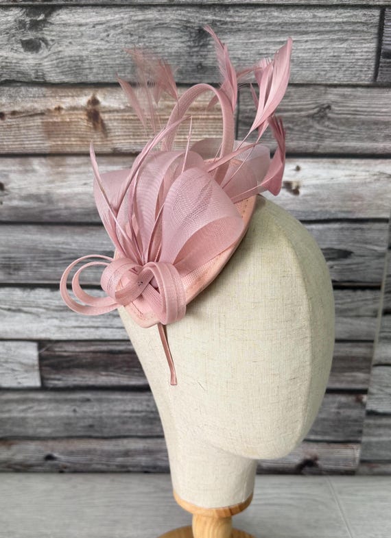 Dusty Pink Kentucky Derby Fascinator | Floral Feather Headpiece Hot Pink Floral Fascinator with Birds • Kentucky Derby Hat  main image 4