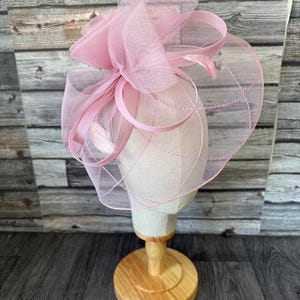 Light Pink Feather Fascinator: Handmade Wedding Ascot Kentucky Derby Headband Clip image 9