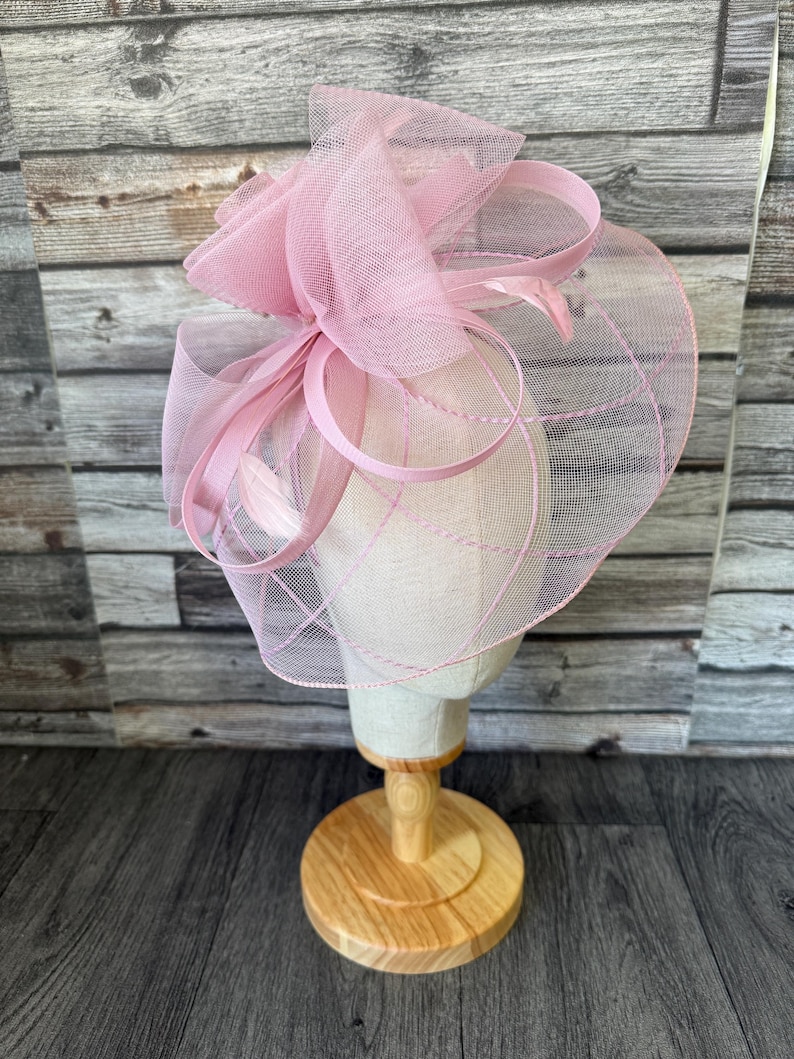 Light Pink Feather Fascinator: Handmade Wedding Ascot Kentucky Derby Headband Clip image 9