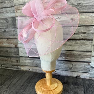 Light Pink Feather Fascinator: Handmade Wedding Ascot Kentucky Derby Headband Clip image 8