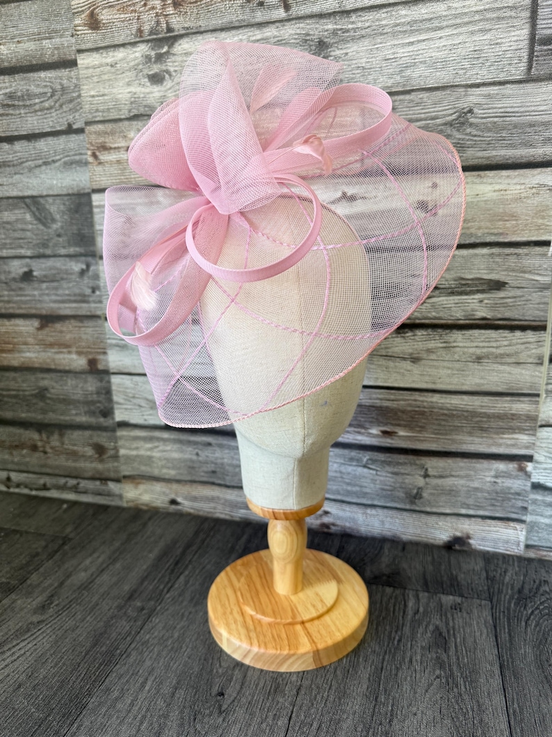 Light Pink Feather Fascinator: Handmade Wedding Ascot Kentucky Derby Headband Clip image 8
