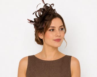 Sombrero tocado marrón café para bodas, carreras de caballos, Royal Ascot, Kentucky Derby