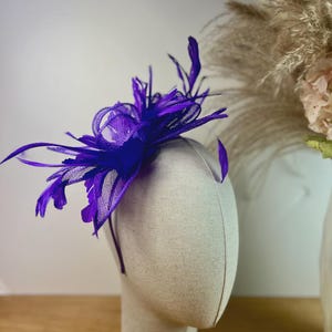 Purple Feather Fascinator: Races, Weddings, Royal Ascot