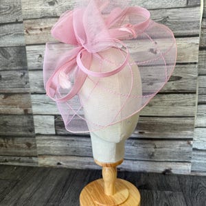 Light Pink Feather Fascinator: Handmade Wedding Ascot Kentucky Derby Headband Clip image 1