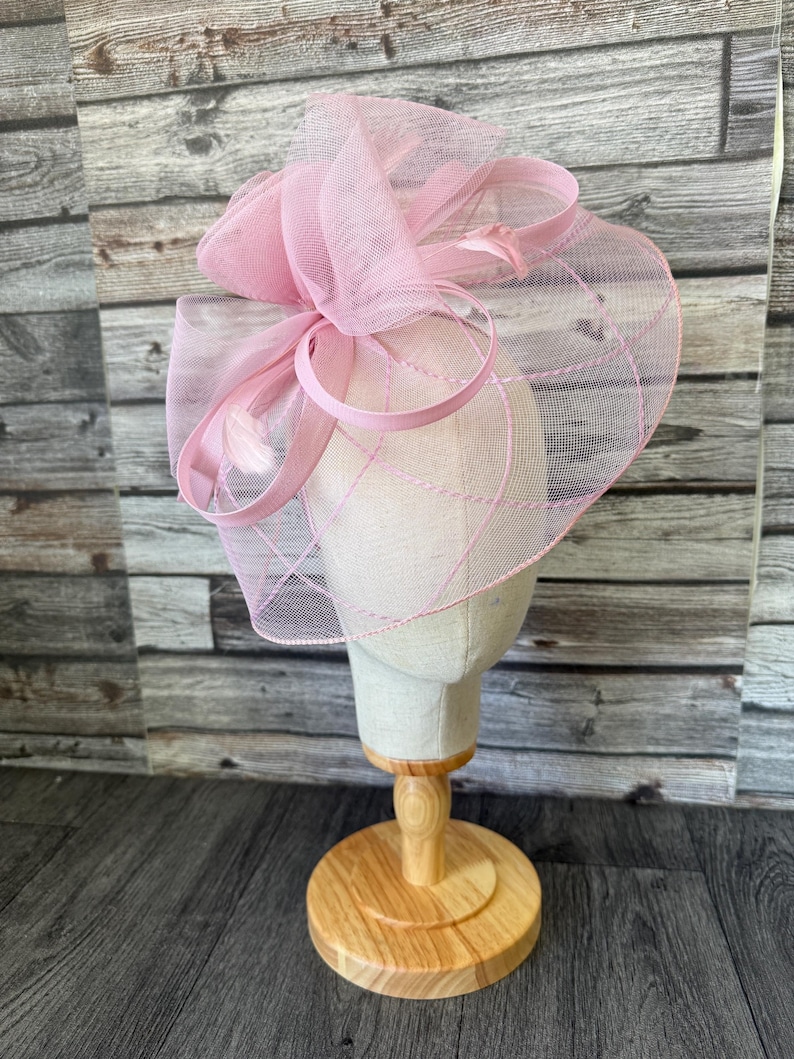 Light Pink Feather Fascinator: Handmade Wedding Ascot Kentucky Derby Headband Clip image 1