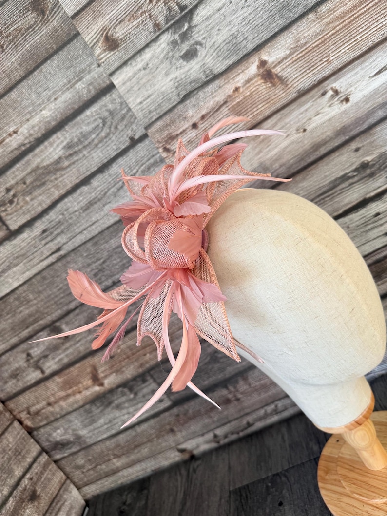 Dusky Pink Feather Fascinator Handmade Wedding Ascot Headpiece Etsy — free download