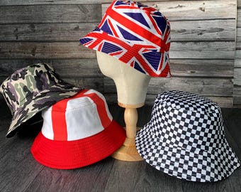 Reversible Cotton Bucket Hat, Summer Beach Sun Hat