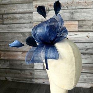 New Navy Fascinator Hat Small Hatinator - Weddings Races Royal Ascot Derby Melbourne Cup Kentucky - Headband Alice band and Clip