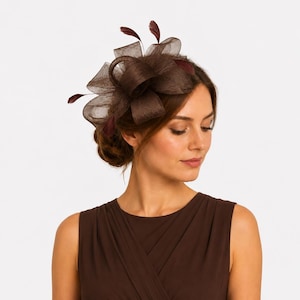 Coffee Brown Fascinator Hat Wedding Races Royal Ascot Kentucky Derby Headpiece