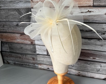 Ivory Cream Fascinator Hat: Wedding, Races, Royal Ascot