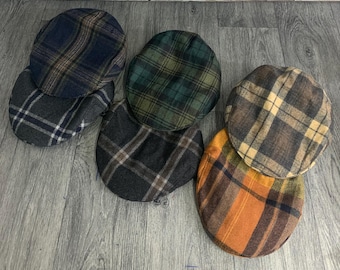 Tartan Wool Blend Flat Cap: Vintage Peaky Blinders Newsboy Hat