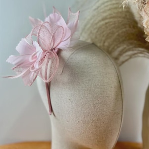 Pale Pink Fascinator Hat: Wedding Races Royal Ascot - Headband & Clip