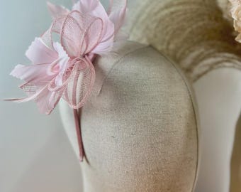 Pale Pink Fascinator Hat: Wedding Races Royal Ascot - Headband & Clip