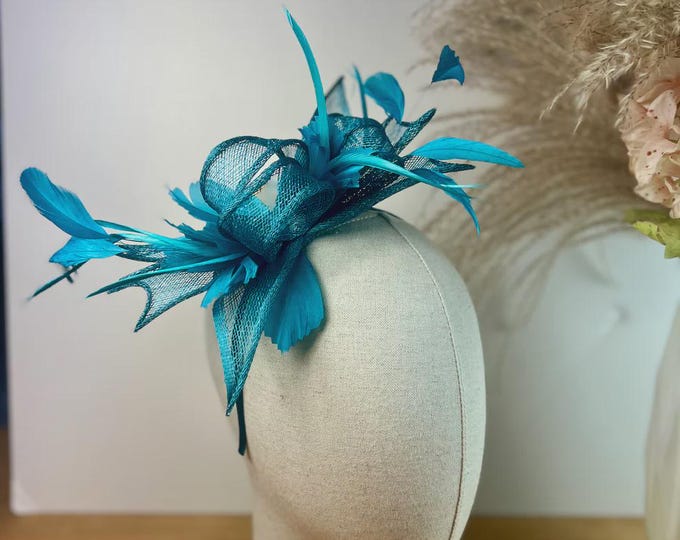 New Teal Colour Fascinator Hatinator With Headband Weddings Races ...