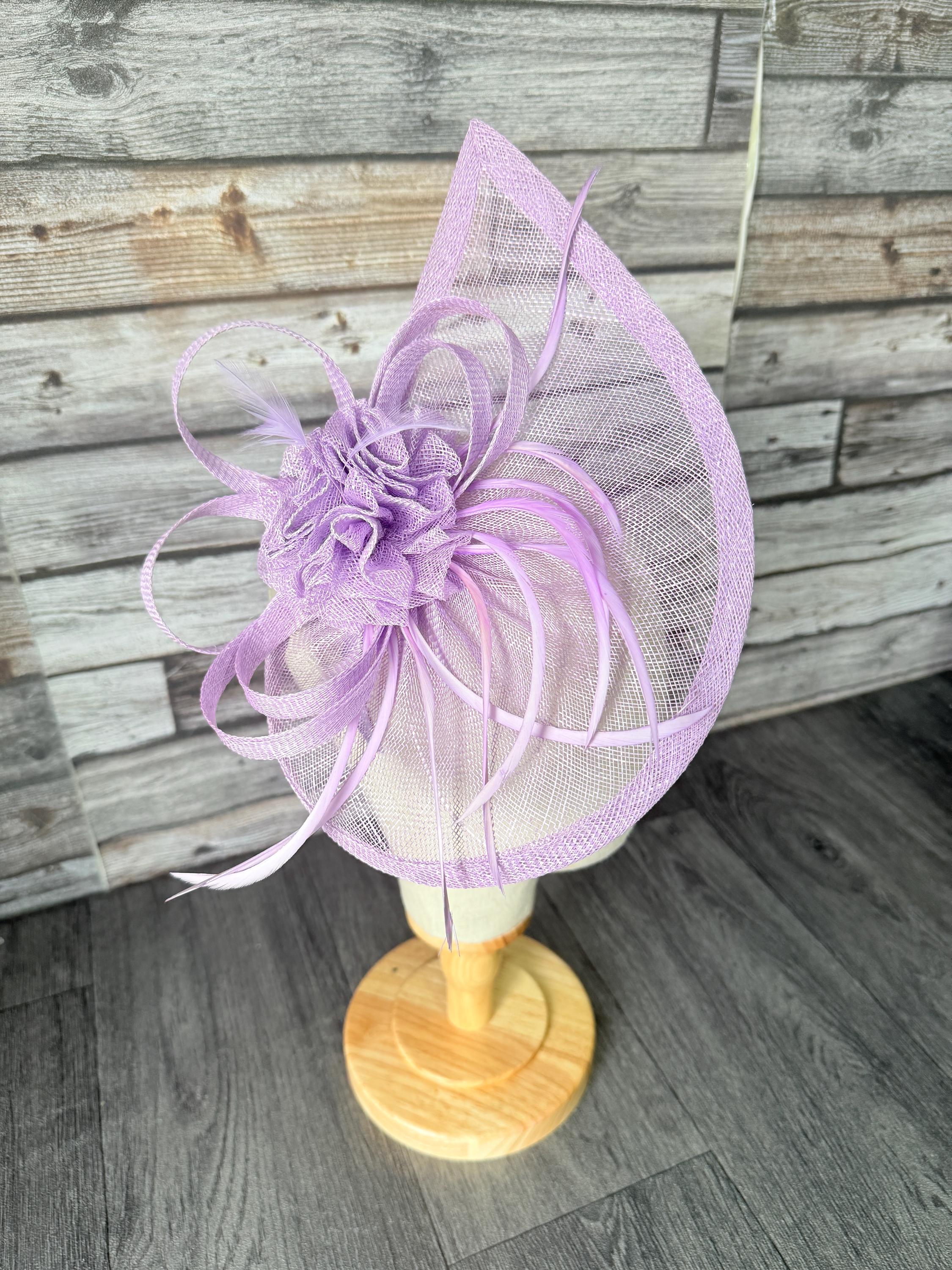 Purple Beaded Couture Fascinator Lilac Floral Feather Wedding Fascinator main image 4