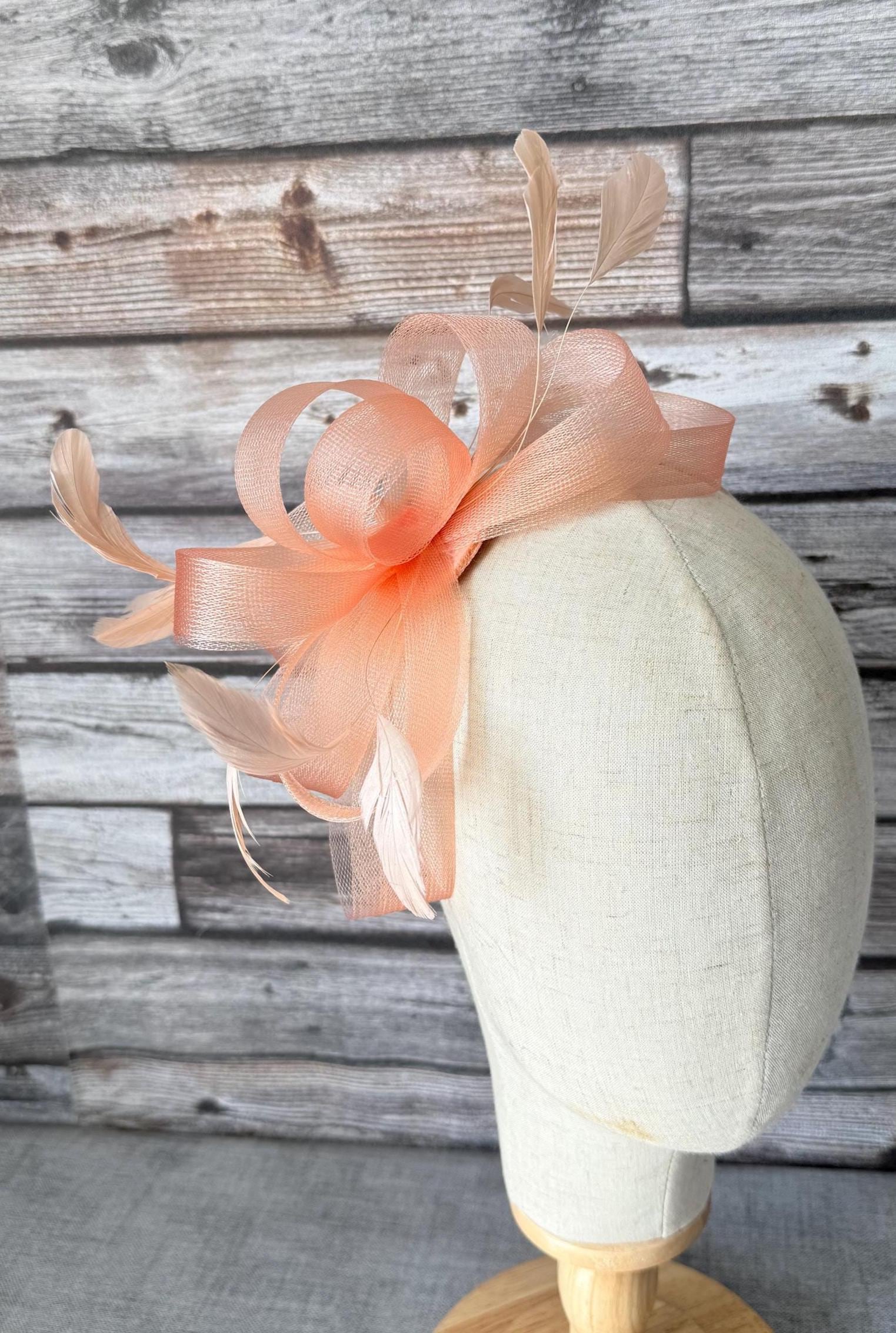 Peach Fascinator Hat Handmade Wedding Guest Races Royal  display picture 1